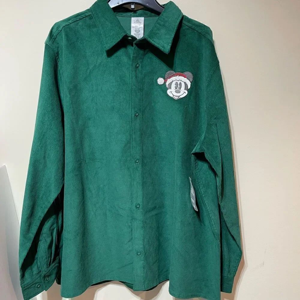Disney Mickey Mouse Corduroy Christmas Long Sleeve Shirt Mens XXL NWT